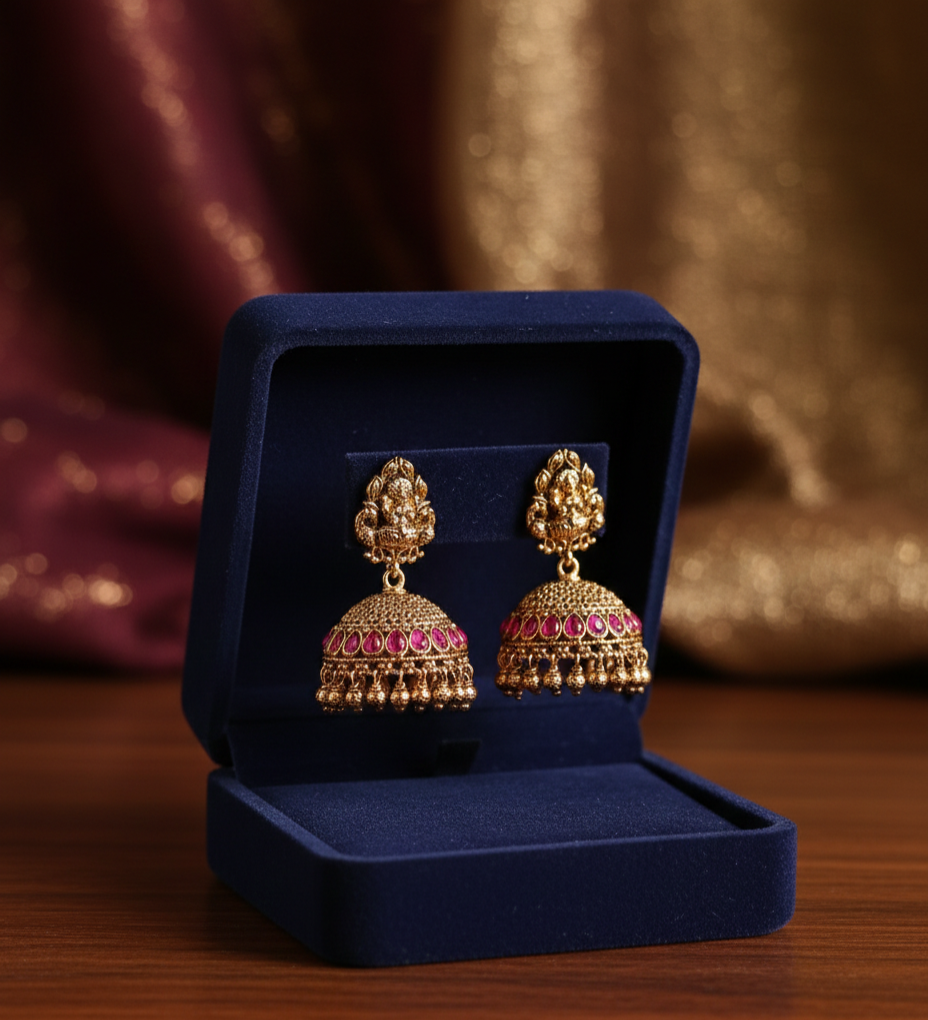 Antique Gold Ruby Jhumka