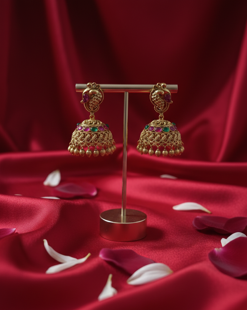 Antique Peacock Multicolour Jhumka