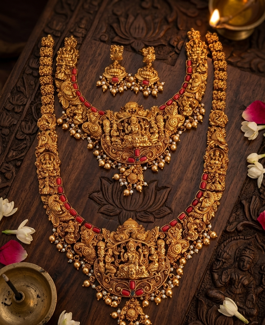 Antique Premium Coral Bridal Combo Set