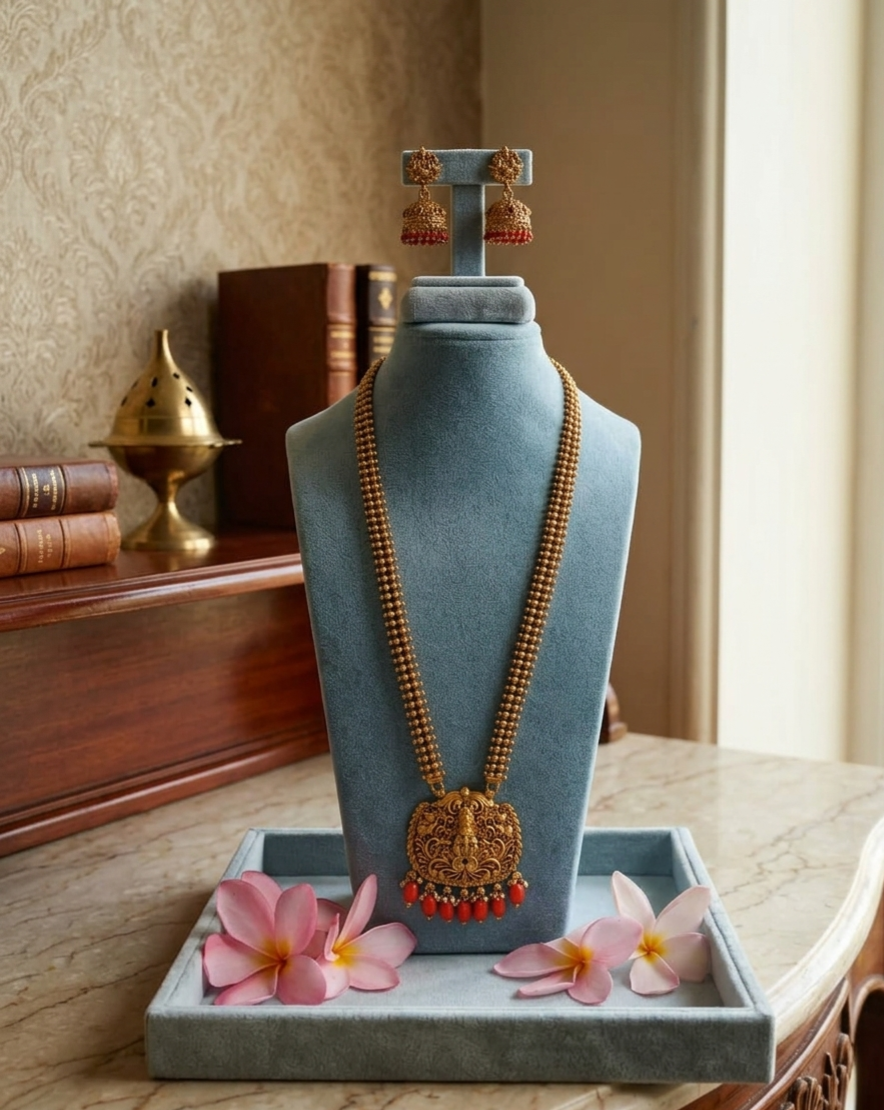 Coral Beads Gold Haram