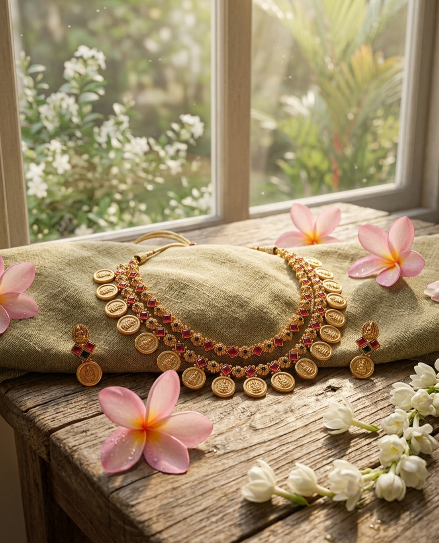 Double layer Lakshmi Coin Necklace