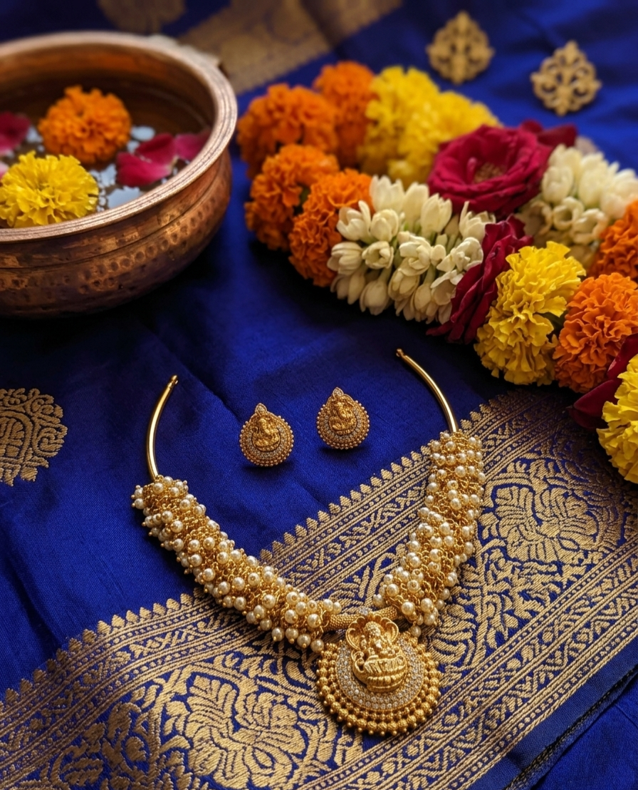 Lakshmi Pearl Hasli Necklace