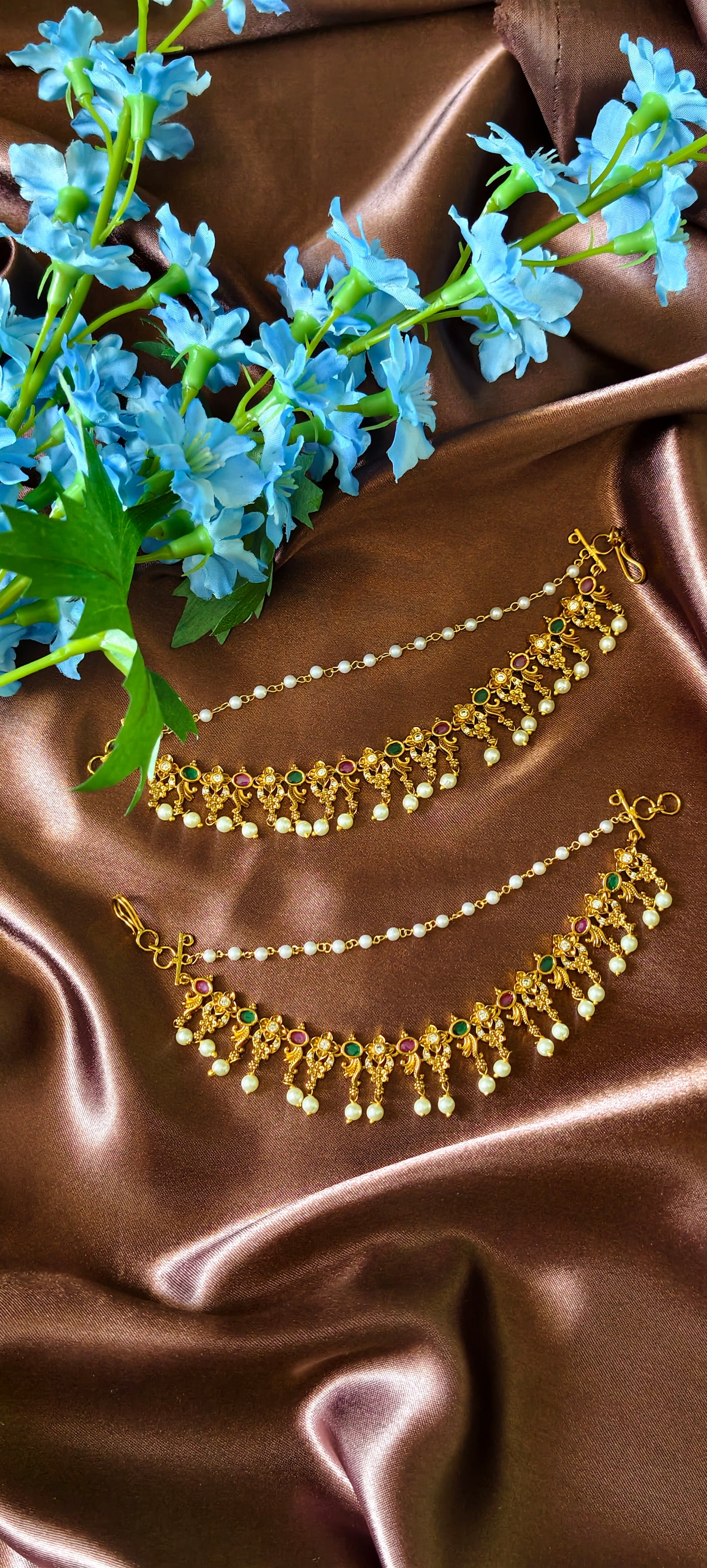 Antique Multicolour Pearl Earrings Chain