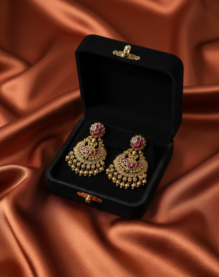 Antique Gold Lakshmi Hanging Jhumka