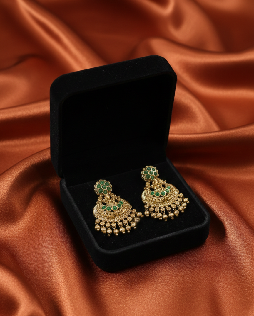 Antique Gold Lakshmi Hanging Jhumka