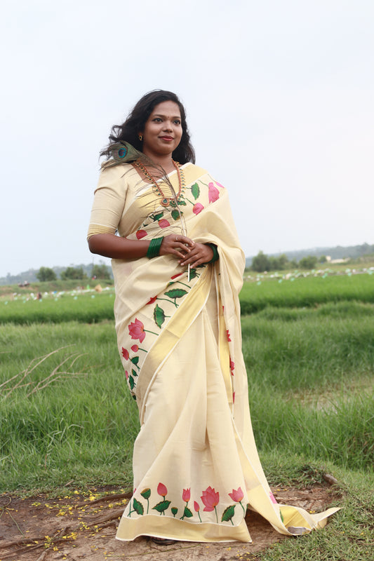 Tamara Pure Handloom Tissue Saree (with blouse)