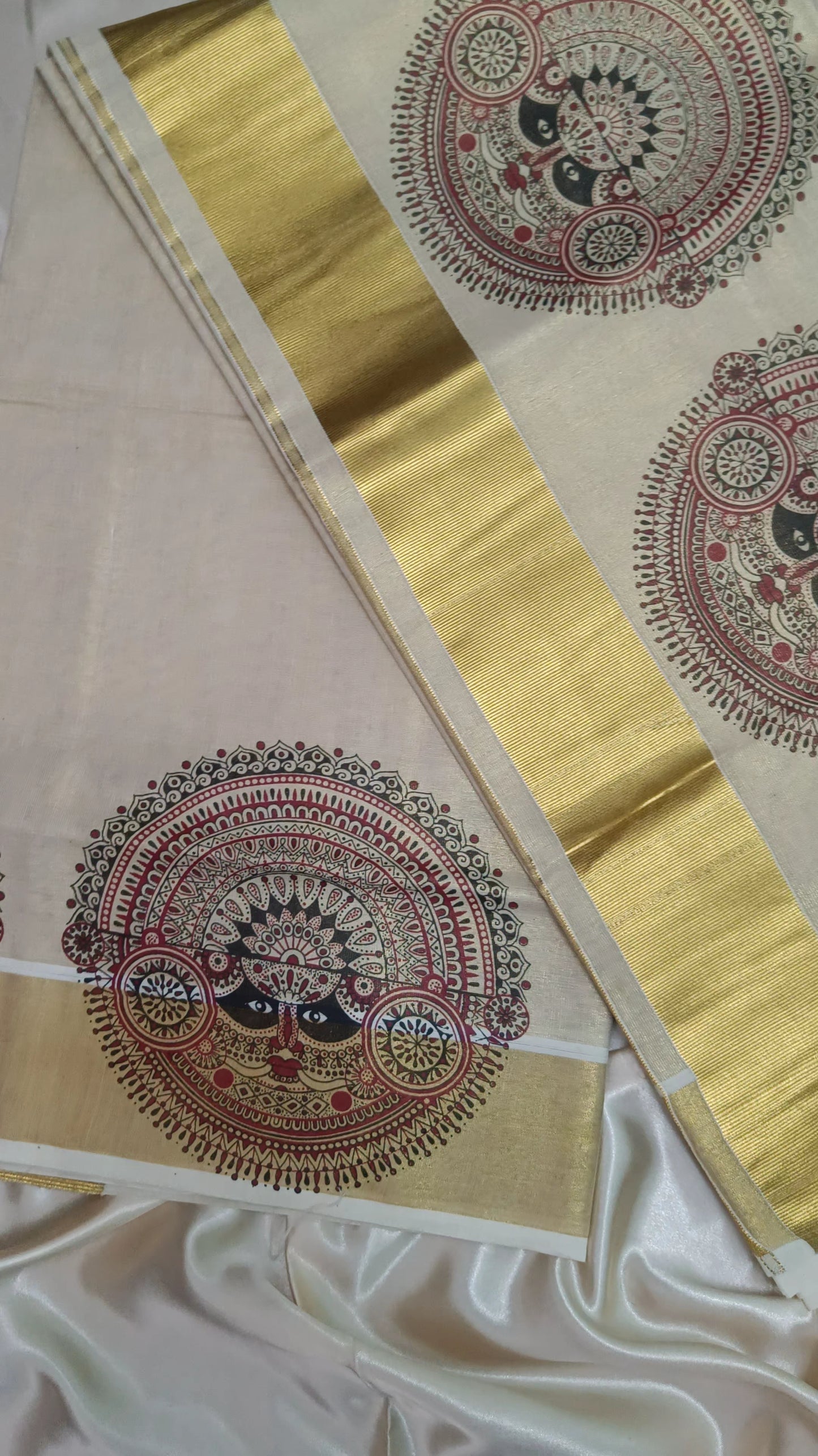 Theyyam Design Pure Handloom Tissue Saree (with blouse)