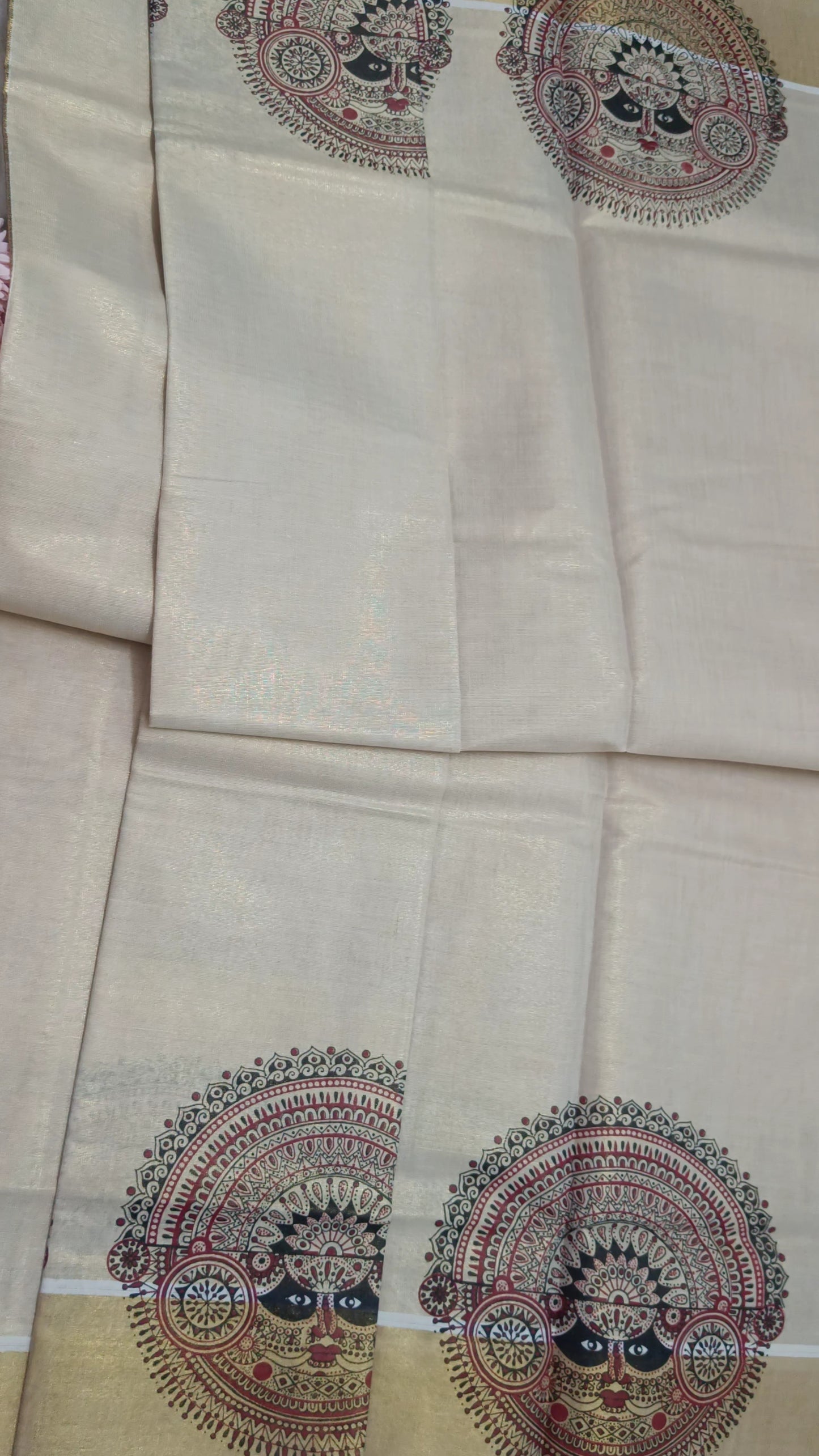 Theyyam Design Pure Handloom Tissue Saree (with blouse)