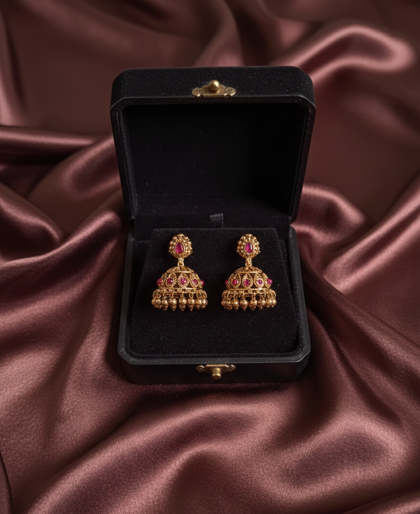 Antique Ruby Mini Jhumka