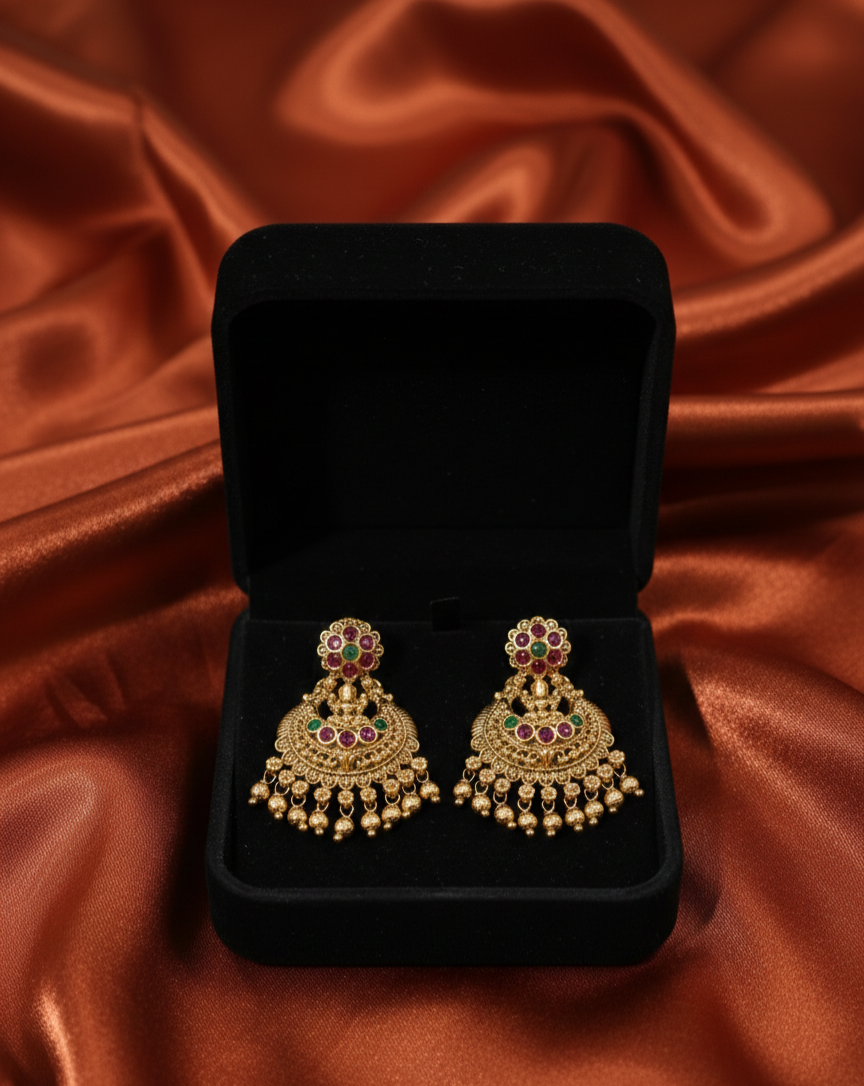 Antique Gold Lakshmi Hanging Jhumka