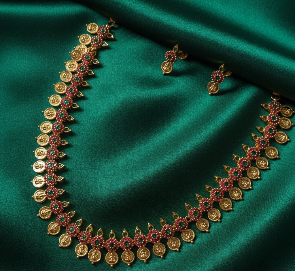 Gold Palakka Coin Necklace