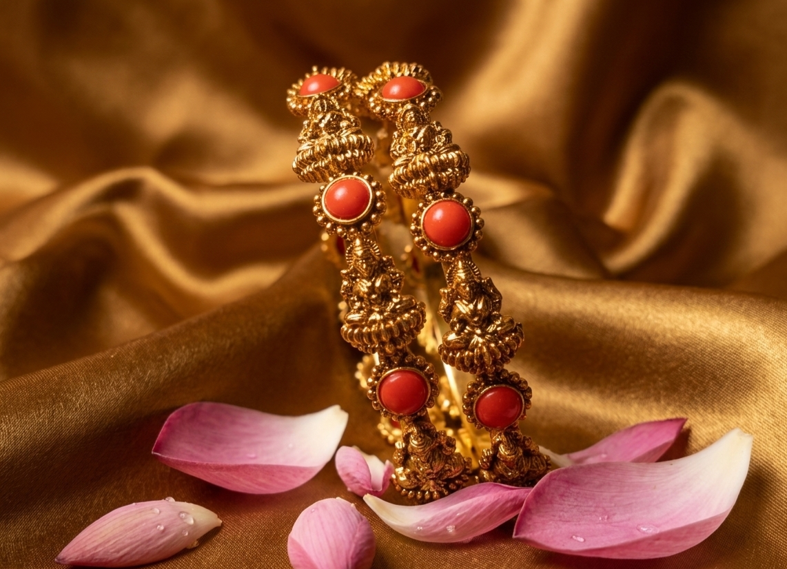 Antique Laxmi Coral Beads Bangles