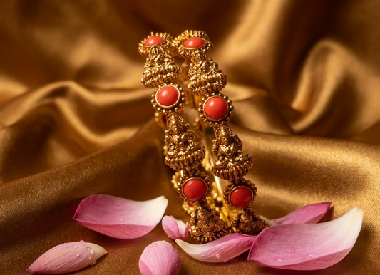 Antique Laxmi Coral Beads Bangles
