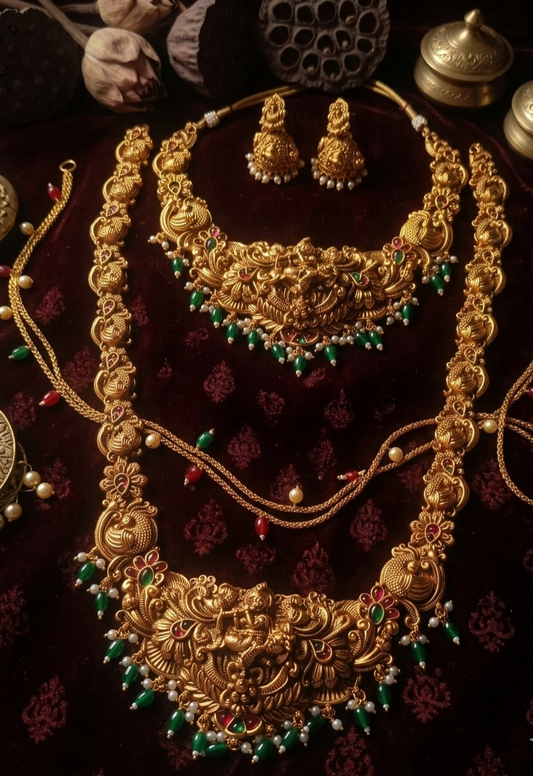 Vrindhavan Antique Gold Premium Bridal Combo Set