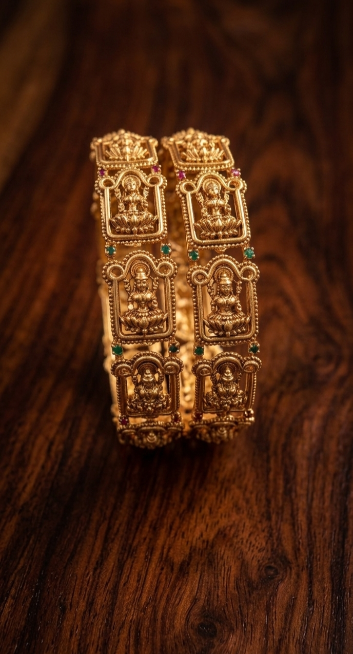 Mahalaxmi Antique Gold Bangles