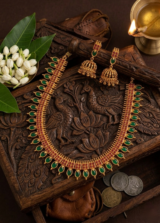 Palakka Necklace with jhumka