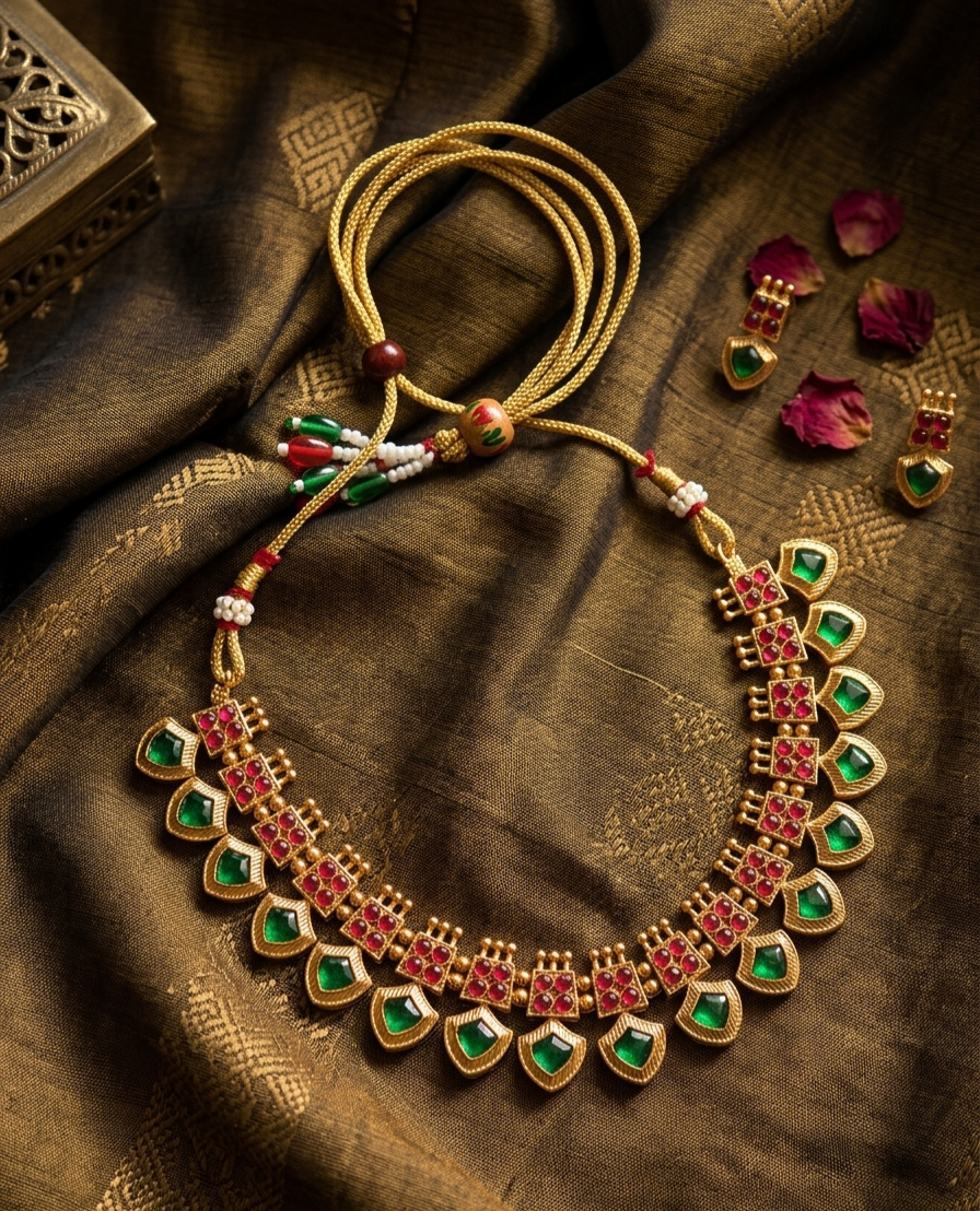 Ruby Green Palakka Necklace