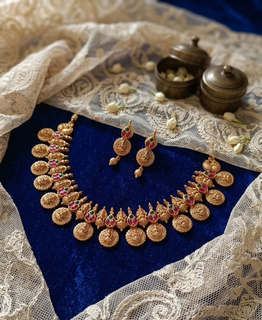 Lakshmi Multicolour Coin Necklace