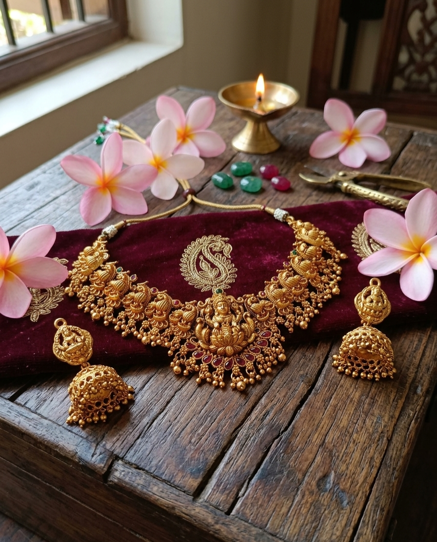 Antique Heavy Temple Necklace Set