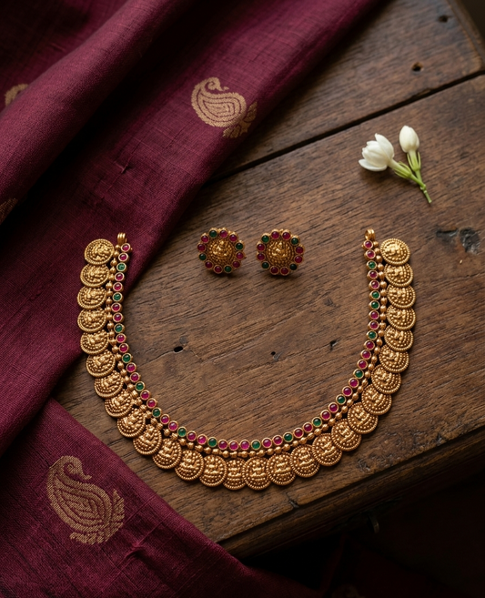 Premium Lakshmi Coin Necklace Set
