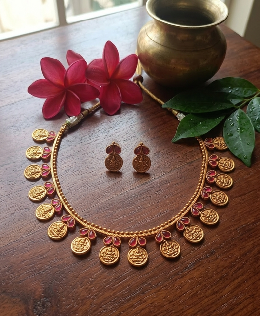 Ruby Lakshmi Coin Necklace