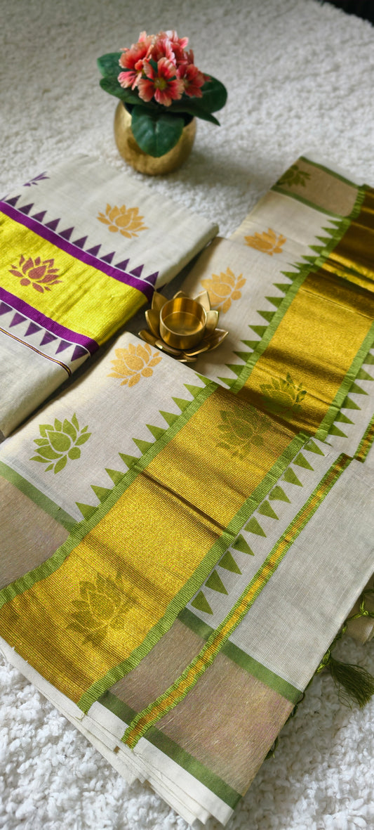 Lotus Kerala Tissue Pure Handloom Saree
