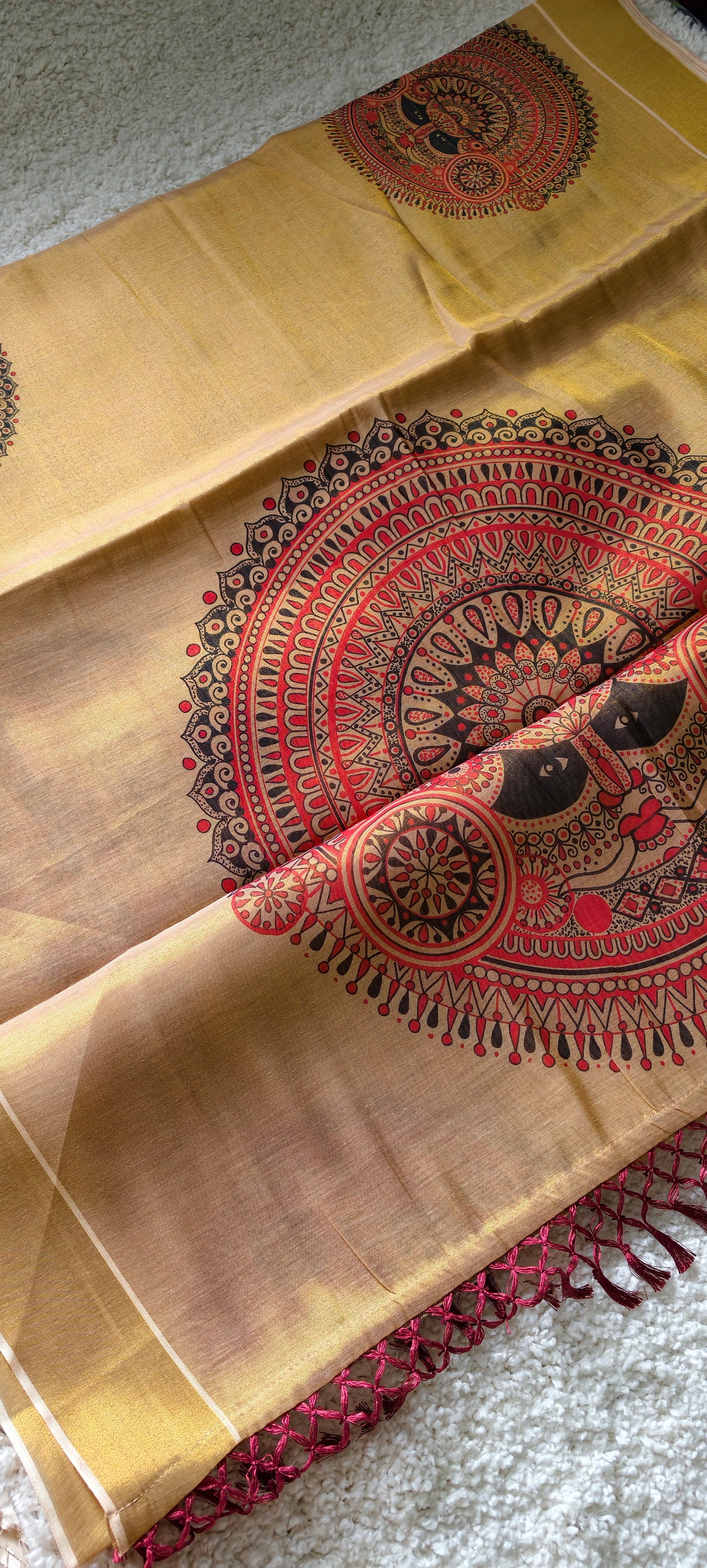 Theyyam Gold Tissue Handloom Saree