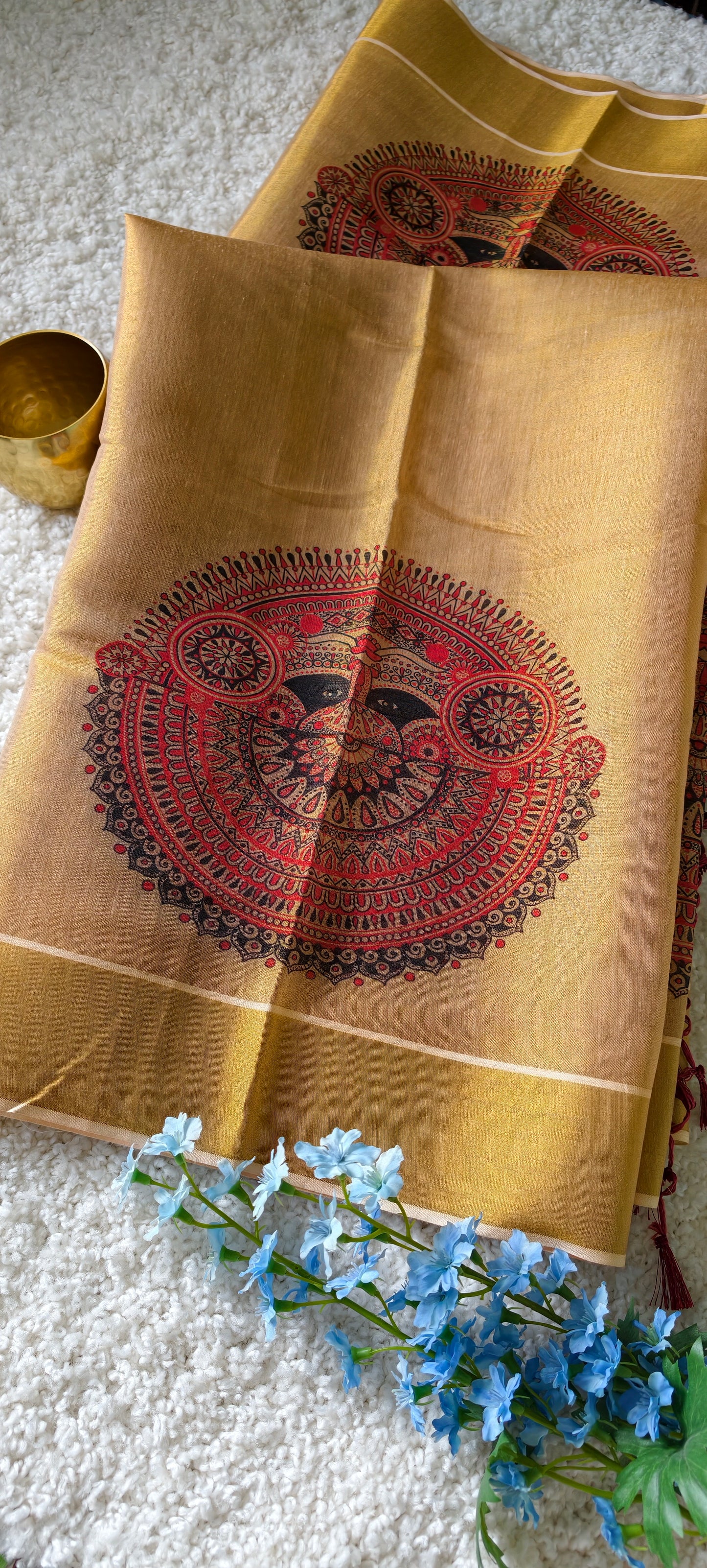 Theyyam Gold Tissue Handloom Saree